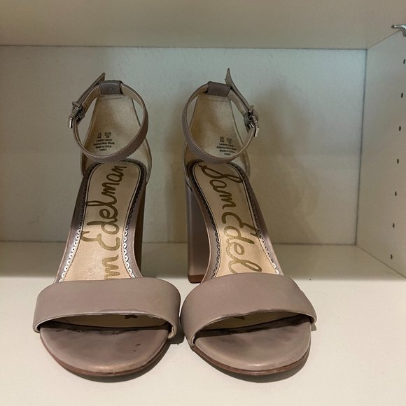 Sam Edelman Dark Ivory Leather Heel Sandals, Size 6W - Picture 2 of 6